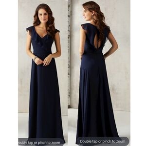 Morilee Madeline Gardner Navy Formal Gown Size 12 Bridesmaid Prom Maxi Dress